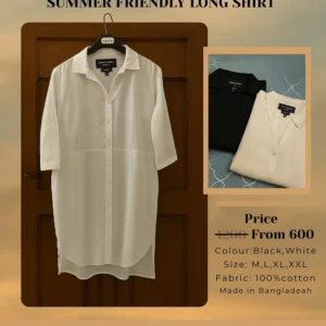 summer friendly long white shirt