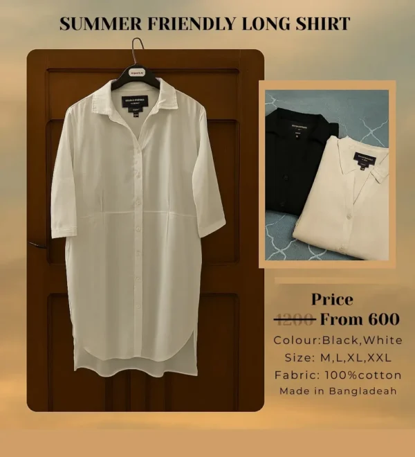 summer friendly long white shirt
